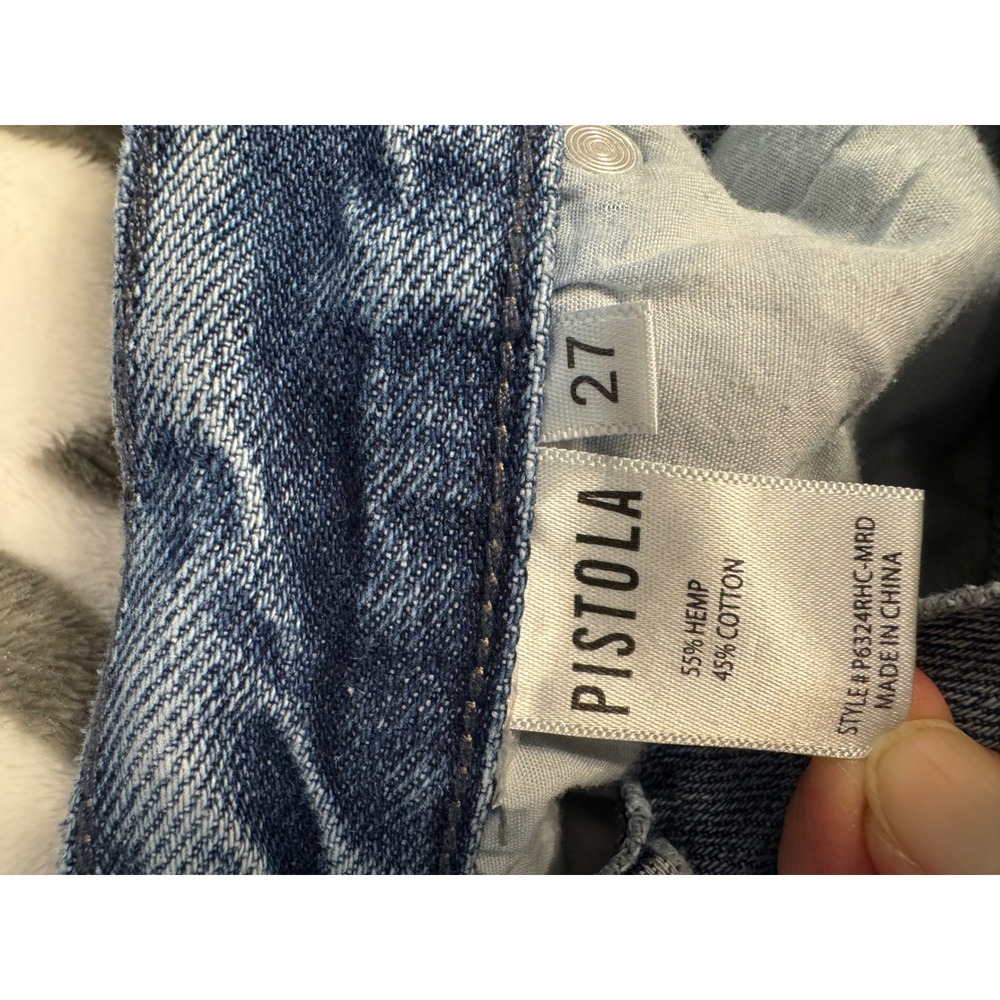Pistola Cassie Super High Rise Straight Jeans Meridian Blue Hemp Blend Size 27 - Picture 3 of 13